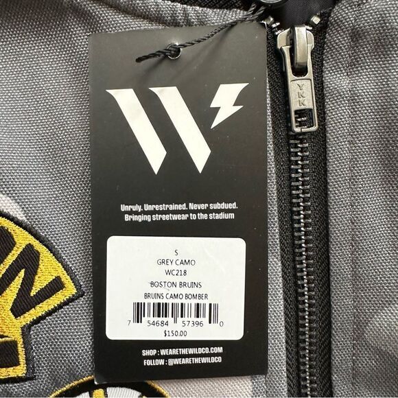 The Wild Collective and Boston Bruins Bomber Jacket Mens Size Small Black Grey - Picture 3 of 5